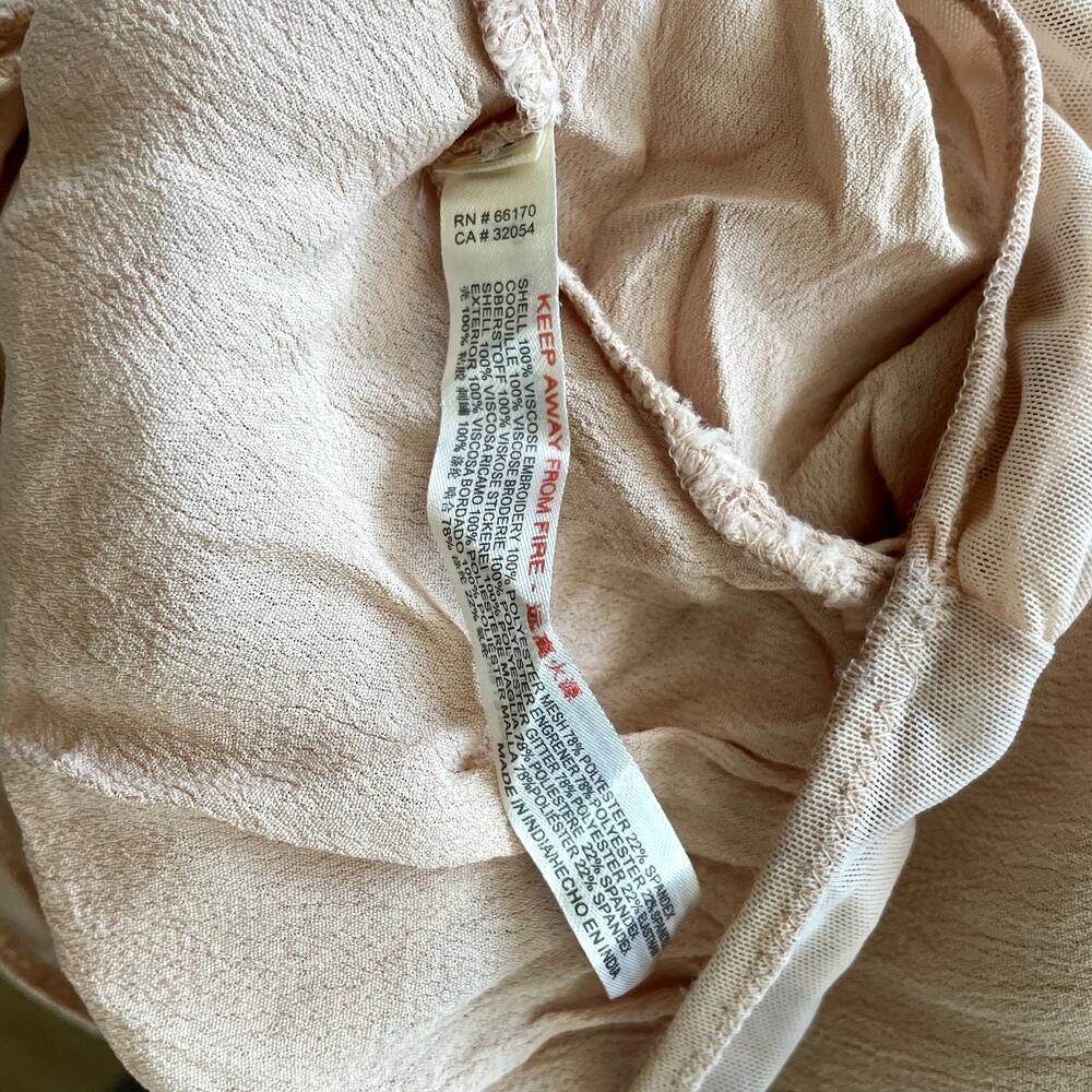 Free People Pretty in Peach Summer Lover Beaded Embroidery Wrap Bodysuit Small - Picture 13 of 14